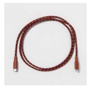 Heyday 6' LTNG to USB-C Cable for iPhone and iPad in white camo & terra cotta